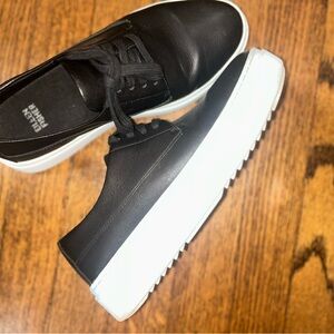 Eileen Fisher Black Leather Sneakers with White Soles